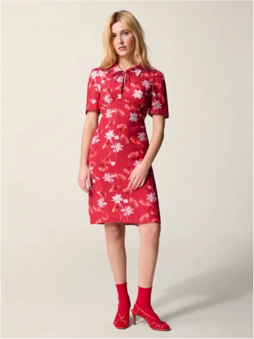 Rouje Paris Sheila Midi Shirt Dress Red celestin print Size 34 Or 2 NWT